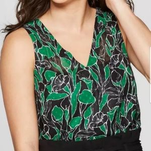 A New Day size large black green floral camisole